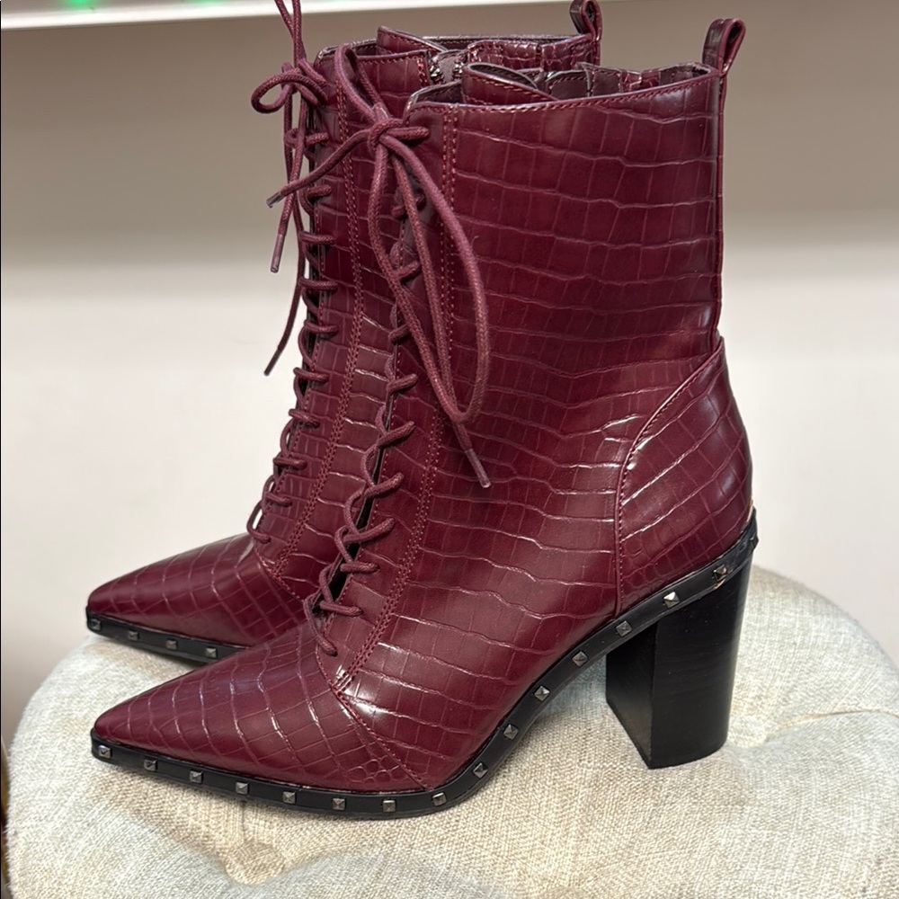 Charles By Charles David Red Lace Up Boots